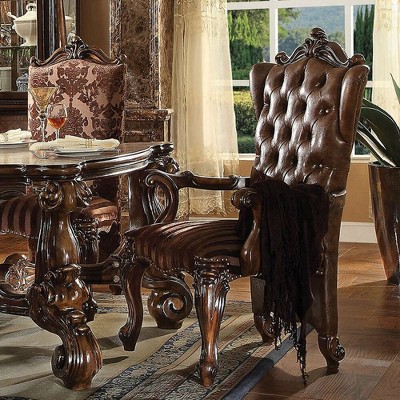 2pc 29" Vanaheim PU Dining Chairs Beige/Antique White Finish - Acme Furniture