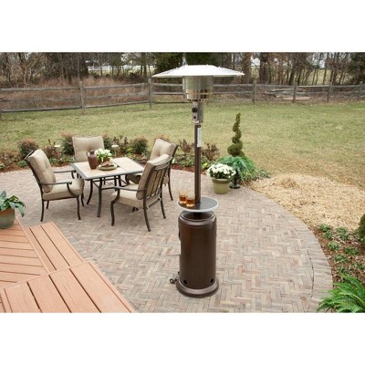 Hammered Bronze Tall Propane Patio Heater with Table