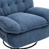 Okak Elegant Swivel Recliner Adjustable Chair Accent Chair with Soft Cushion Chenille Glider Chair Sofa with Metal Round Base for Lounge Bedroom, Teal - 4 of 4