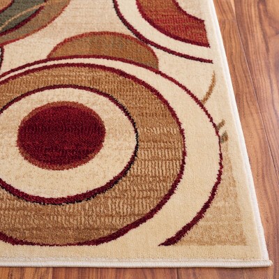 Ivory and Multicolor Geometric Circles Rectangular Area Rug