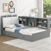 NicBex Twin Platform Bed 81" L Modern Wooden Bed Frame with Storage Headboard, Shelves, Drawers for Bedroom, Guest Room, No Box Spring Required - 2 of 4