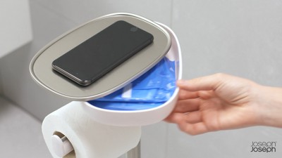 Stainless Steel Free Standing Toilet Paper Holder with Brush