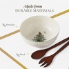 Spode Christmas Tree 10 Inch Serving Bowl & Wooden Servers, Polka Dot - Ceramic Serving Bowls & Party Bowls for Holiday Celebrations - 4 of 4