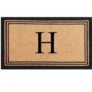 A1HC Natural Coir and PVC Backing Classic Border Monogrammed Door Mat, Anti-Shed Entry Doormat - 1 of 4