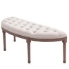 Kumasinova 56" Semi-Circular Tufted End of Bed Bench, French Style Entryway Bench with Distressed Grooved Legs,Ottoman Bench Seat for Bedroom,Beige - 3 of 4