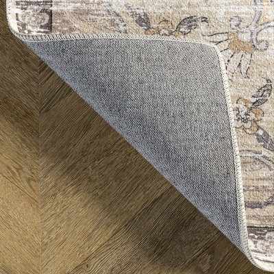 Eco-Friendly Gray Oriental Medallion 4'x6' Washable Rug