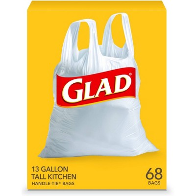 Glad Tall Kitchen Handle-Tie Trash Bags 13 Gallon White Trash Bag