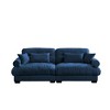 Aukfa Blue Velvet Large  Sofa with Bolster Armrests, Waist & Throw Pillows – Modern Couch for Living Room, Bedroom or Office - 3 of 4