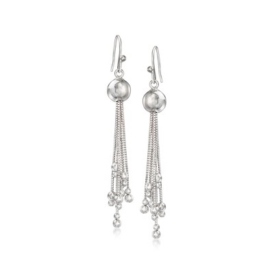 Ross-Simons Sterling Silver Beaded Tassel Drop Earrings