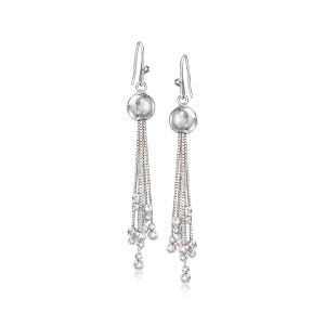 Ross-Simons Sterling Silver Beaded Tassel Drop Earrings - 1 of 3
