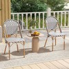 Tangkula French Bistro Chair Set of 2 w/ Hand-woven Rattan Galvanized Metal Frame Outdoor - 2 of 4