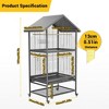 Jojoka Large Wrought Steel Bird Cage, Flight Cage with Pull-Out Tray, Secure Lock, Bowls, Perches, Swivel Casters, for Parrots & Birds - 2 of 4