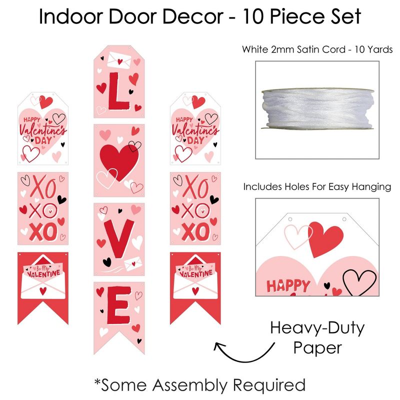 Big Dot of Happiness Happy Valentine's Day - Hanging Vertical Paper Door Banners - Valentine Hearts Party Wall Decoration Kit - Indoor Door Decor, 5 of 8