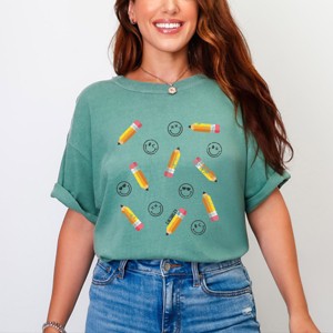 Simply Sage Market S.W.Smiley Pencil Collage Garment Dyed Tee - 1 of 4
