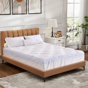 Vipbear Double-layer mattress, 2-inch gel memory foam and 2/1.5-inch mattress, cool and comfortable, suitable for deep pockets of 8-21 inches, white - 1 of 4