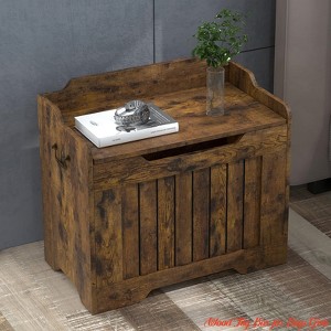 Living Room Storage Chest, 24.8 in Small Toy Chest, Wood Toy Box for Boys Girls with Lids, Storage Bench w/ Safety Hinge, Supports 350 LBS - 1 of 4