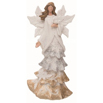 Transpac Resin Multicolor Christmas Small Poinsettia Angel Figurine