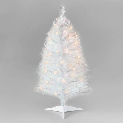 3ft Pre-Lit Alberta Spruce Iridescent Tinsel Artificial Christmas Tree Clear Lights - Wondershop™