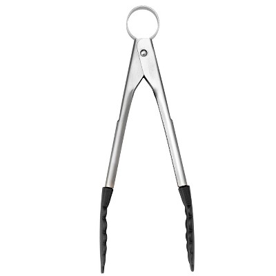 9 Stainless Steel Tongs With Silicone Head Black - Figmint™ : Target