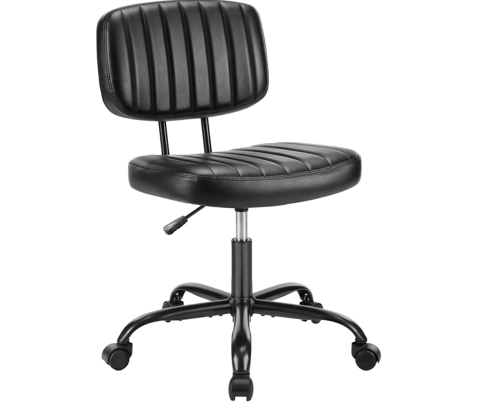 JIONJOY Armless PU Leather Home Office Desk Chair, Ergonomic Small Space Rolling Chair for Adult Teen Dorm Study
