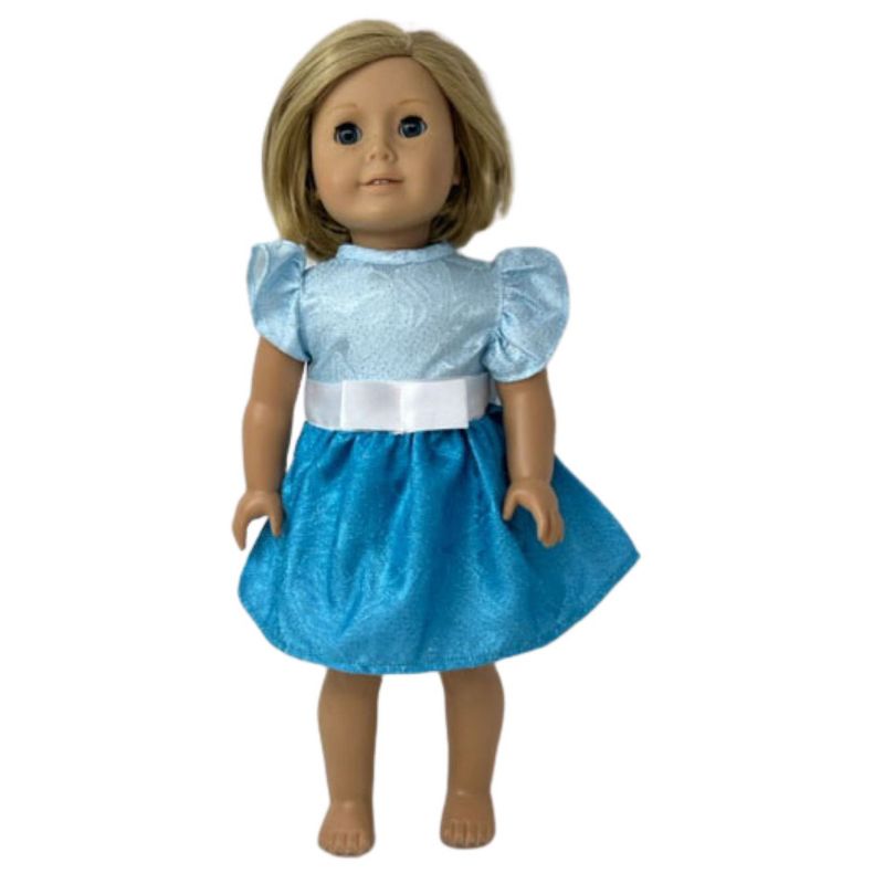 Doll Clothes Superstore Blue Sparkle Dress Fits 18 Inch Girl Dolls Like Our Generation American Girl My Life Dolls, 3 of 5