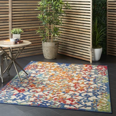 Multicolor Round Synthetic Flat Woven Area Rug