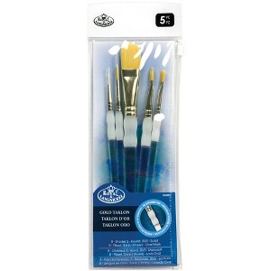 Royal & Langnickel Soft Grip Starter Golden Taklon Fiber Paint Brush Set, Assorted Size, Set of 5 - 1 of 2
