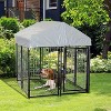 Pawhut 4' x 4' x 6' Large Dog Kennel Outdoor Steel Fence with UV-Resistant Oxford Cloth Roof & Secure Lock - 2 of 4
