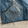 Women's High Rise Faux Leather & Rhinestone Fringe Short - Rock & Roll Denim - 4 of 4