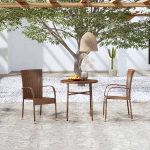 vidaXL 3 Piece Patio Dining Set Poly Rattan Brown - 1 of 4