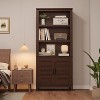 GustoWave 5 Tier Bookcase with Doors Floor Standing,Farmhouse Wooden Bookshelf,71.3 inches Tall Bookshelves with Storage Cabinet,Brown - 2 of 4