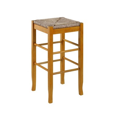29" Boraam Industries Rush Seat Barstool - Oak: Solid Hardwood, Handwoven Seat, No Assembly Required