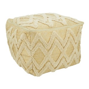 Saro Lifestyle Tufted Pouf With Foil Print Design - 1 of 4