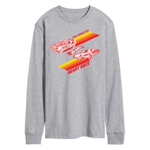 Men's - Hot Wheels - Valentine's You Make My Heart Race Long Sleeve Graphic T-Shirt - 1 of 4