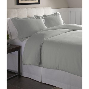 Pointehaven 175 GSM 100% Cotton Superior Weight Flannel Solid or Print Oversized Duvet Set - 1 of 3