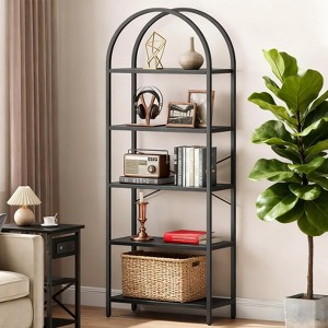 Bookshelf, Arched Bookshelf 4 /5Tier Bookcase, Industrial Open Book Shelves for Living Room, Modern Freestanding - 1 of 4