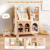 ROBOTIME Decorative Bookshelf Bookcase Wooden Book Shelf Storage Shelves, Kids Toy Storage Organizer, Living Room Furniture Brown, 6.42"*16.34"*35.16" - 3 of 4