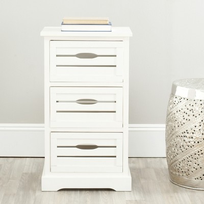 Samara Distressed Cream Pine Wood 3-Drawer Night Table