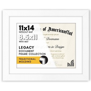 Americanflat 11x14 Diploma Frame with Shatter-Resistant Glass - Use as 8.5x11 Frame with Mat or 11x14 Frame without Mat - 1 of 4