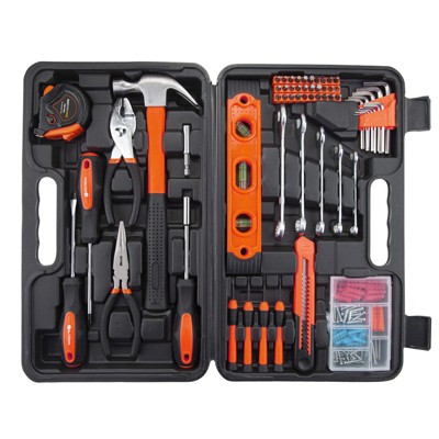 KTMBDW 152 piece Tool Set General Hand Tool Kit with Plastic Toolbox Storage Case Automotive Wrench Sets, Orange