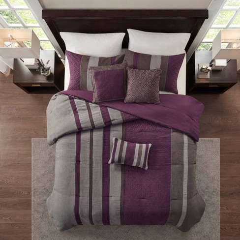 Queen Eveline 7pc Faux Suede Comforter Set Purple Target