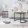 RISOKEYS Set of 2 Nesting Coffee Tables - Circular Side Tables with Marble Pattern Top and Black Frame for Living Room, Bedroom - 4 of 4