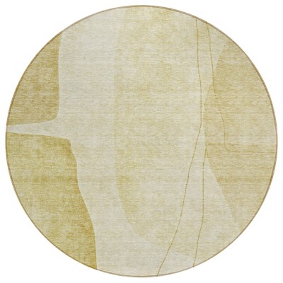 Gold Wheat And Beige Abstract Washable Indoor Outdoor Area Rug