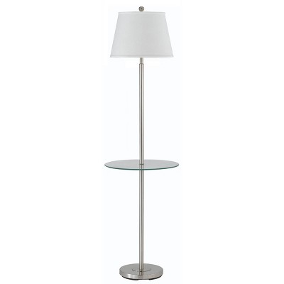 60" 3-way Andros Metal Floor Lamp with Glass Tray Brushed Steel - Cal Lighting