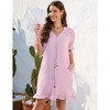 Women's V Neck Puff Sleeve Mini Dress Bow Detail Flowy Summer Party Dress Casual Sundress - 4 of 4