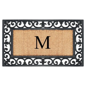 A1HC Natural Rubber & Coir 18x30, Monogrammed Doormat For Outdoor Entrance, Anti-Shed Treated Mat - 1 of 4