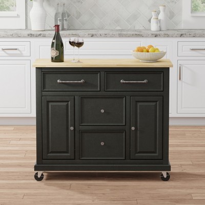 Glenwillow Home Kitchen Cart with Locking Casters - No-Tool Assembly