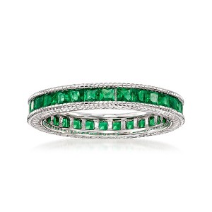 Ross-Simons 1.40 ct. t.w. Simulated Emerald Eternity Band in Sterling Silver - 1 of 4