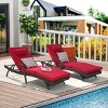 Outdoor Patio Chaise Lounges, Patio Adjustable Recliner up to 150° with Removable Cushions, Armrest Wicker Long Reclining Chaise-Coolbibila - 2 of 4