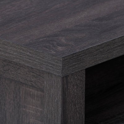 Hollywood Classic Dark Gray Entertainment Bench with Tempered Glass Doors